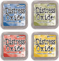Ranger Tim Holtz Distress Oxide Bundle of 4 Ink Pads: Faded Jeans, Peeled Paint, Fired Brick, Fossilized Amber
