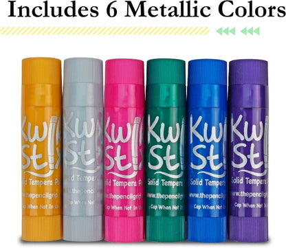 The Pencil Grip Kwik Stix Metalix Paint Pens, Metallic Tempera Paint Pens, Super Quick Drying, 6 Count - TPG-613