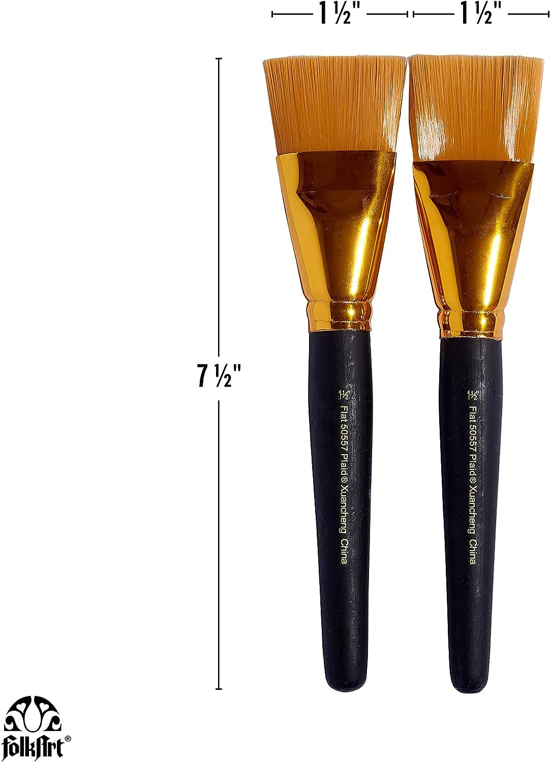 Plaid 50557E Flat Brush, (2-Piece), Gold Taklon