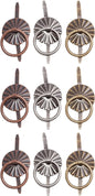 Tim Holtz Idea-ology Ring Fasteners, 9 Brad Fasteners with Fluted Tops and Attached Jump Rings, Nickel, Brass, Copper, Craft Embellishments, TH93060