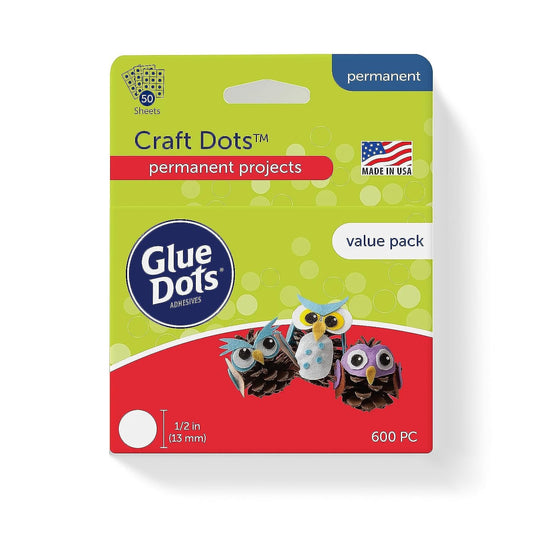 Glue Dots, Craft Dots Value Pack, Double-Sided, 1/2", .5 Inch, 600 Dots, DIY Craft Glue Tape, Sticky Adhesive Glue Points, Liquid Hot Glue Alternative, Clear