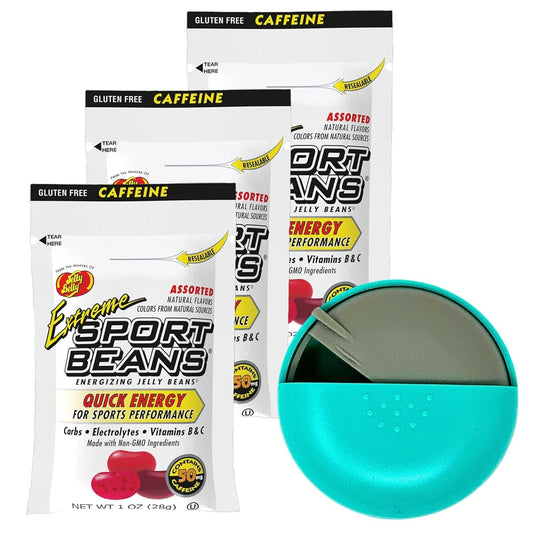 Extreme Energy Sport Beans Assorted Flavor (1.9oz 3-pack) by Jelly Belly with Candy Dispenser - Caffeinated Candy Energy Snacks for Quick Energy Boost - Cycling, Running, Hiking, Workout Snacks