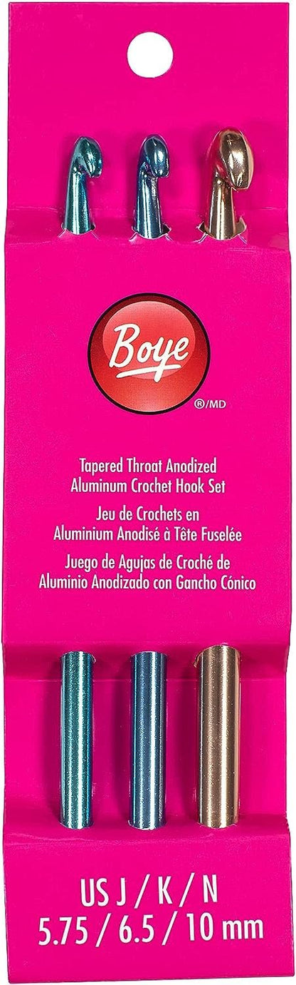 Boye Rounded Aluminum Crochet Hook Set, Sizes J-N