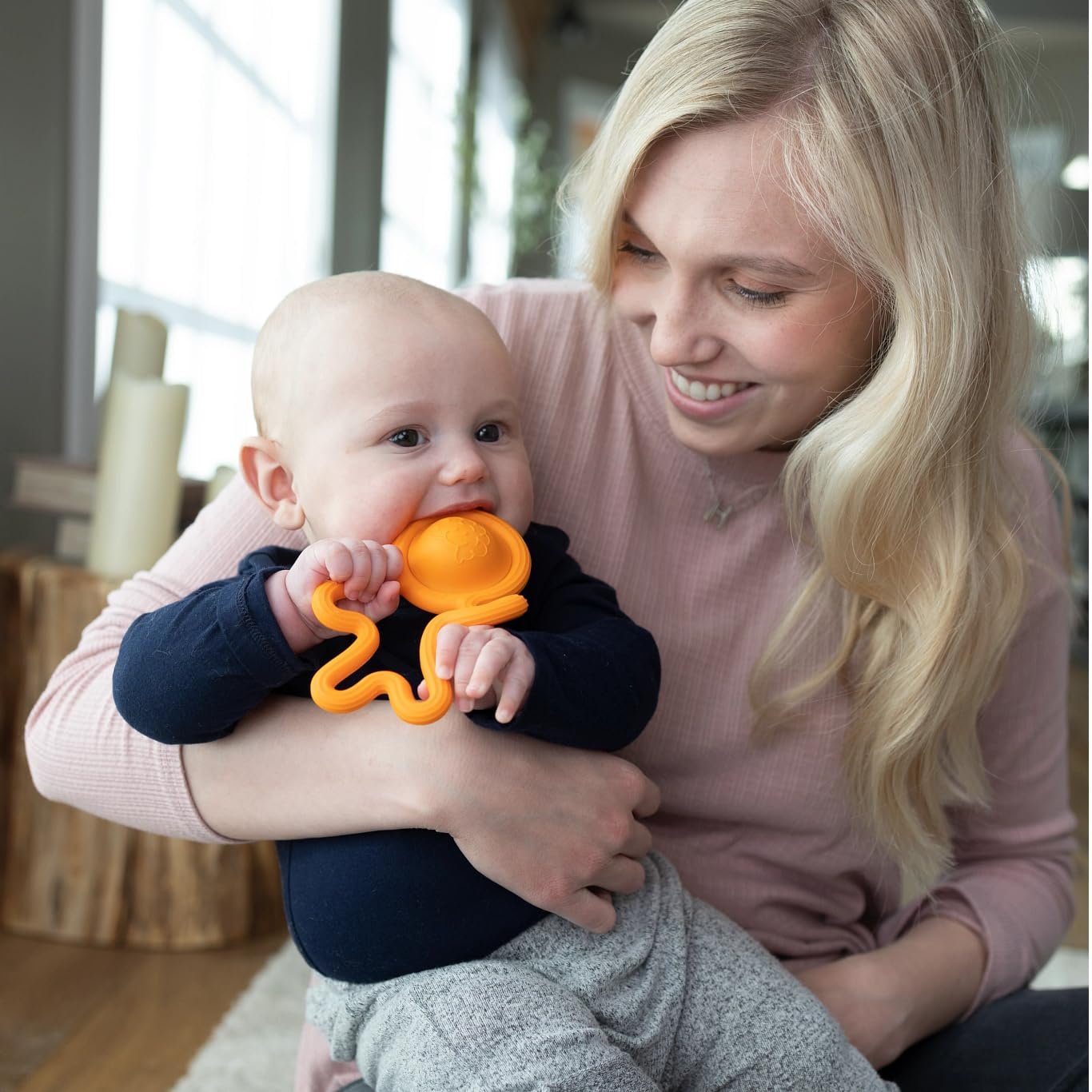 Fat Brain Toys Lil Dimpl Orange - Popping Sensory Toy & Teether, Ages 0+