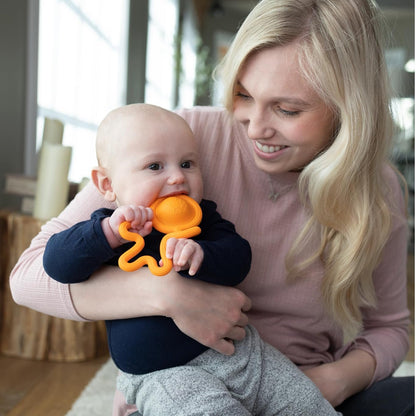 Fat Brain Toys Lil Dimpl Orange - Popping Sensory Toy & Teether, Ages 0+