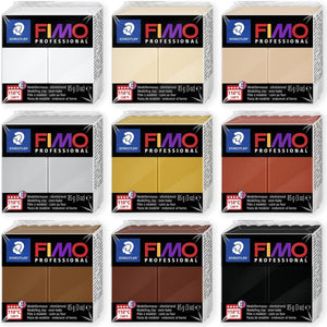 Staedtler 8004 FIMO Professional Oven-Hardening Polymer Modelling Clay - Pack of 9 x 85g Blocks - Warm Neutral Set