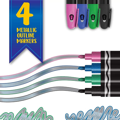 Crayola Metallic Outline Markers, Assorted Colors, Art Supplies, 4 Count