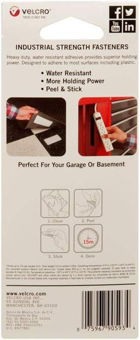 VELCRO Brand - Industrial Strength | Indoor & Outdoor Use | Superior Holding Power on Smooth Surfaces | Size 4ft x 2in | Tape, Black - Pack of 1, (Model: 90593)