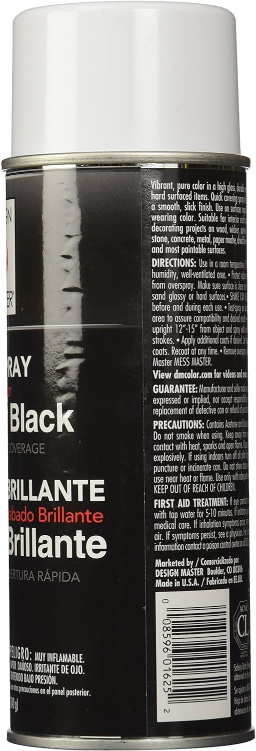 Design Master Spray Paint, 12 Ounce (Pack of 1), Glossy Black