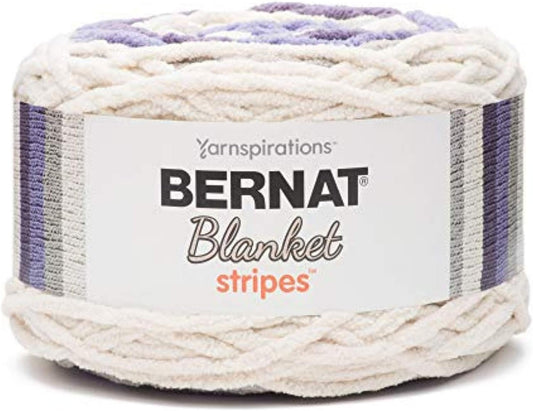 Bernat Blanket Stripes Yarn, 10.5 oz, Gauge 6 Super Bulky Chunky, Foggy Shores