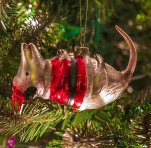 Mcphee Archie Santa Possum Hand-Blown Glass Ornament