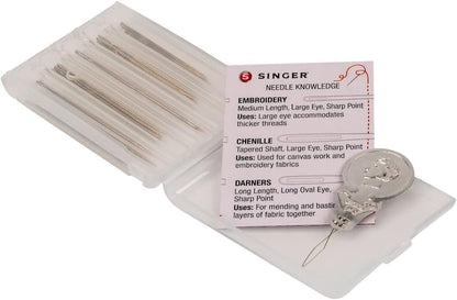 SINGER Assorted Quilting Hand Compact with Needle Threader, Teal 35 Count