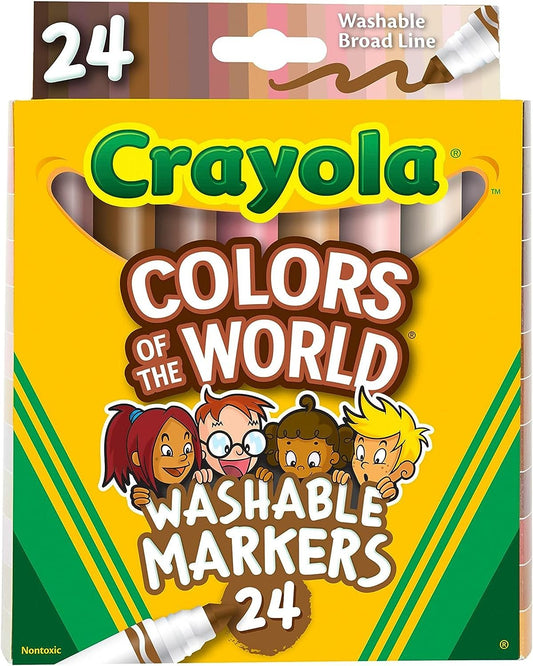 Crayola Colors of The World Skin Tone Markers, Classroom Supplies, Gift for Kids, 24 Count (Styles Vary)