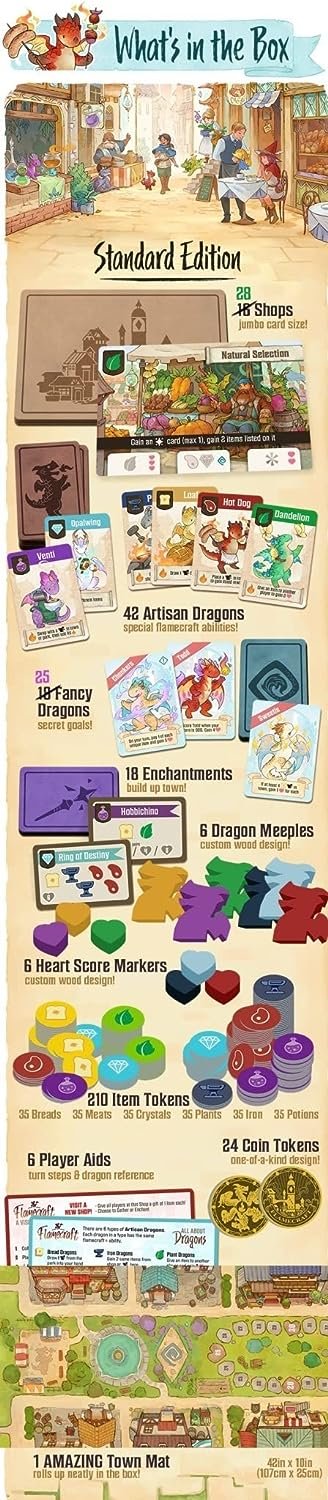 Flamecraft (Standard Edition) - A Dragon Placing, Engine Builder for 1-5 Players