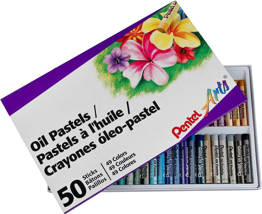 Pentel Oil Pastels 50/Pkg-Assorted Colors