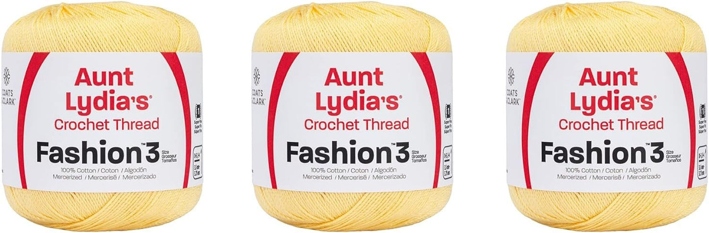 Aunt Lydia Fashion Maize Crochet - 3 Pack of 150y/137m - Cotton - Gauge 3 - Crochet