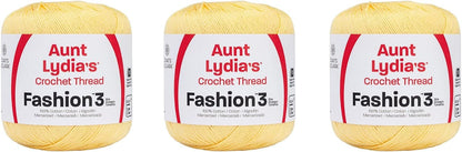 Aunt Lydia Fashion Maize Crochet - 3 Pack of 150y/137m - Cotton - Gauge 3 - Crochet