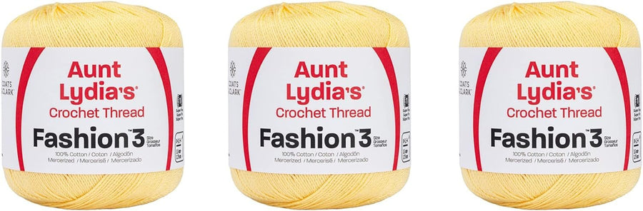 Aunt Lydia Fashion Maize Crochet - 3 Pack of 150y/137m - Cotton - Gauge 3 - Crochet