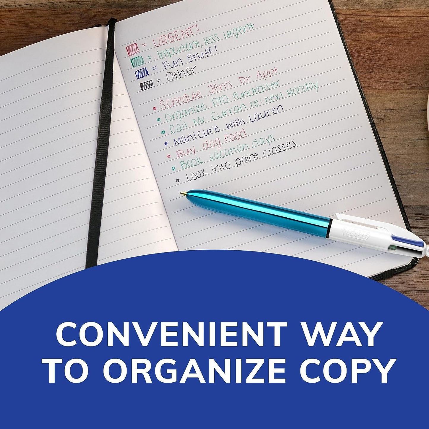 BIC Medium Point Ball Pen, 4 Colors, Assorted Ink, 1 per Pack