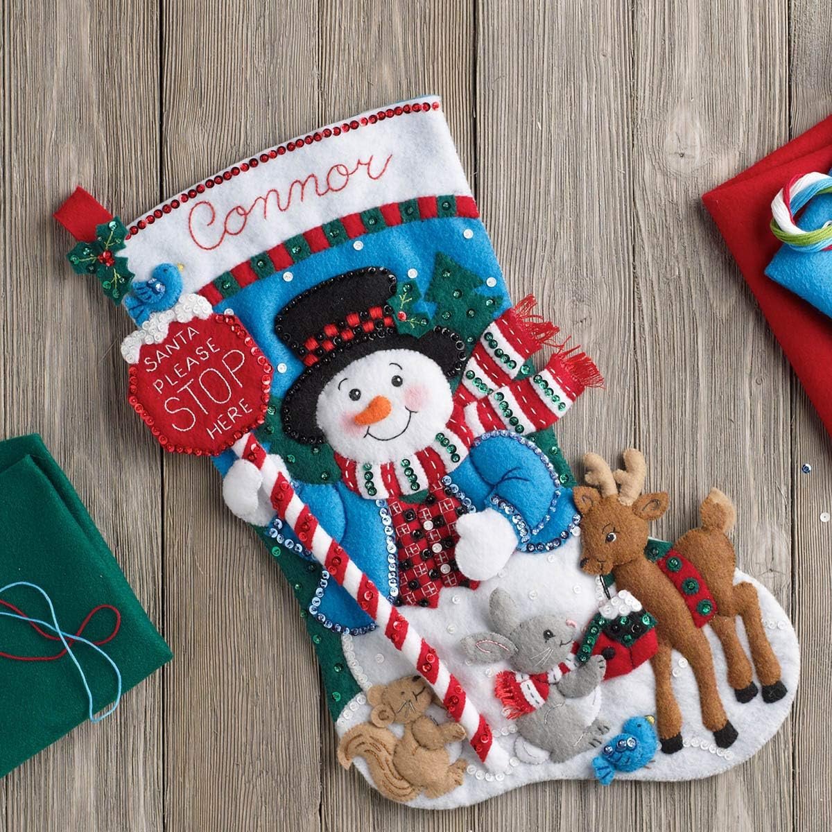 Bucilla Felt Applique Stocking Kit (18-Inch), Santa Stop Here