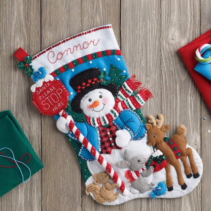 Bucilla Felt Applique Stocking Kit (18-Inch), Santa Stop Here