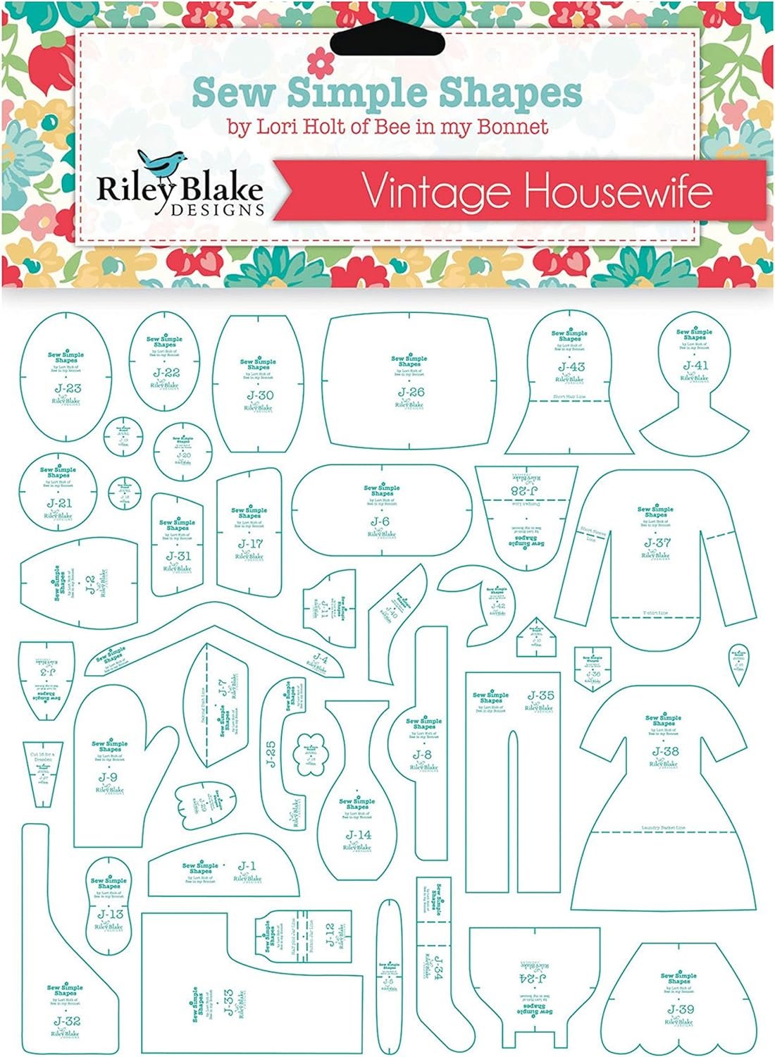 RILEY BLAKE DESIGNS Template Set Housewife, Blue/Opaque