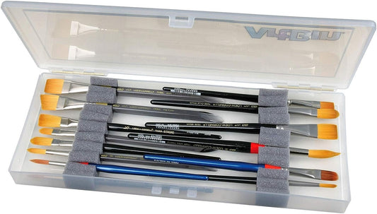 ArtBin KW903 Brush Box with Foam Inserts, Fine Art Portable Paint Brush Organizer, Clear