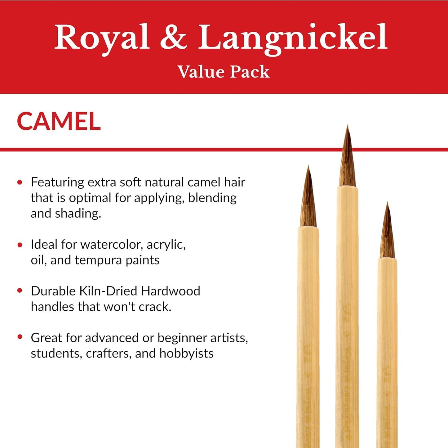 Royal & Langnickel RSET-9149 Royal Zip N' Close Brown Bamboo 4-Piece Brush Set, 10.5 x 2.9 x 0.5