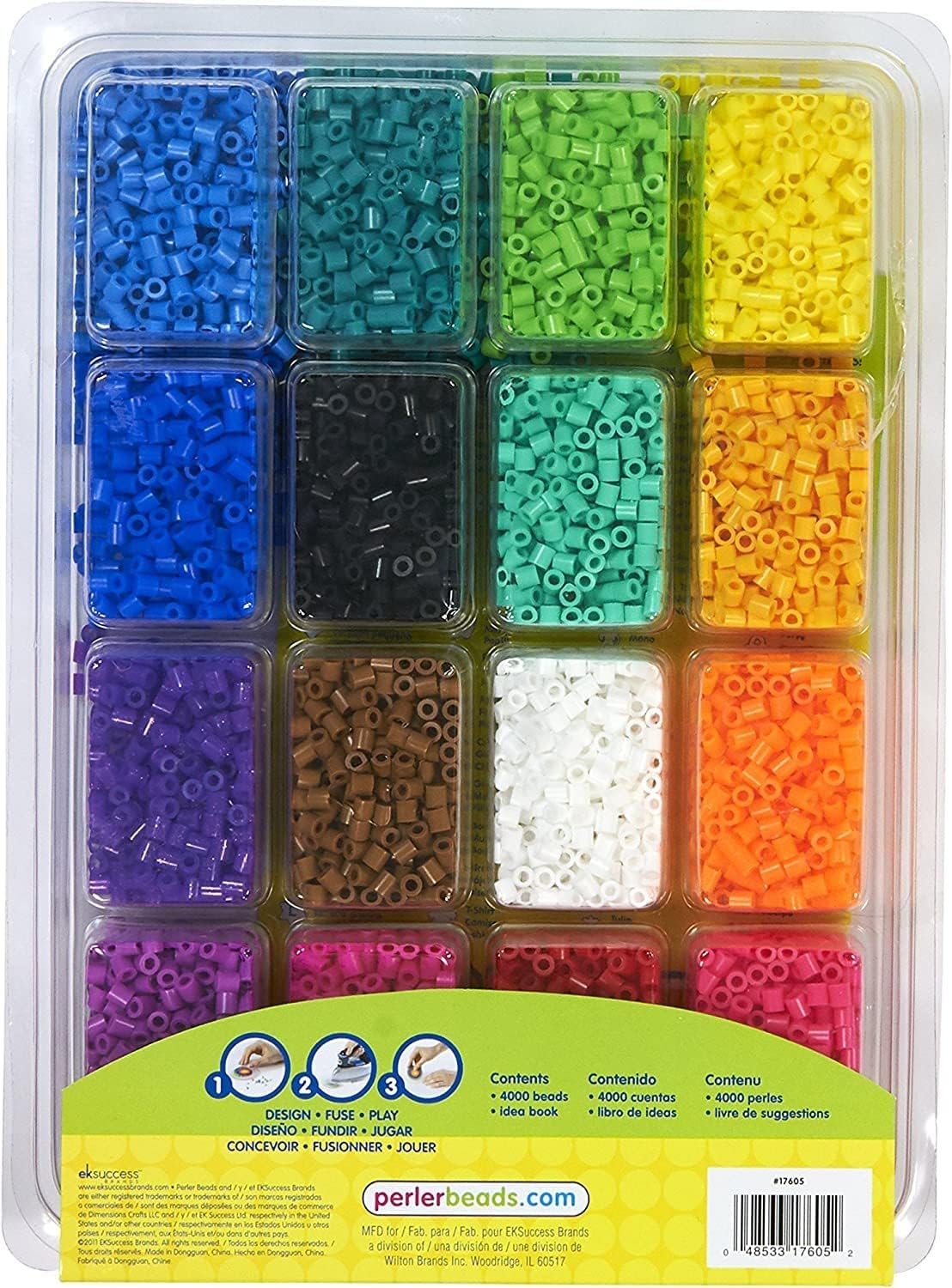 Perler 17605 Assorted Fuse Beads Kit with Storage Tray and Pattern Book for Arts and Crafts, Multicolor, 4001pcs