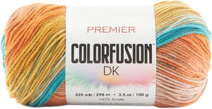 Premier Yarns Colorfusion DK Weight Yarn, Acrylic Yarn with Colorful Self-Striping Hues, Machine-Washable, Tropical, 3.5 oz, 325 Yards