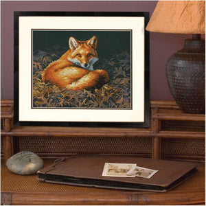 Dimensions Sunlit Fox Counted Cross Stitch Kit, 14 Count Black Aida, 14'' x 11''