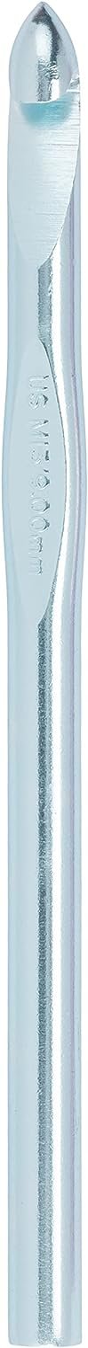 Susan Bates 5-1/2-Inch Silvalume Aluminum Crochet Hook, 9mm, Blue (Parent)