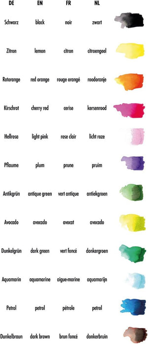 Marabu Watercolor Brush Pens - 12 Colors Watercolor Pens, Dual Tip with Flexible Brush - Professional Watercolor Markers for Coloring, Painting, and Drawing