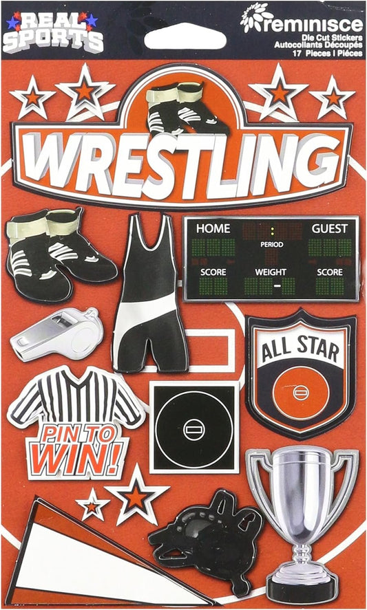 Reminisce Real Sports Dimensional Cardstock Stickers, Wrestling