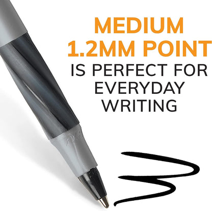 BIC Round Stic Grip Xtra Comfort Black Ballpoint Pens, Medium Point (1.2mm), 8-Count Pack, Perfect Writing Pens With Soft Grip for Superb Comfort and Control