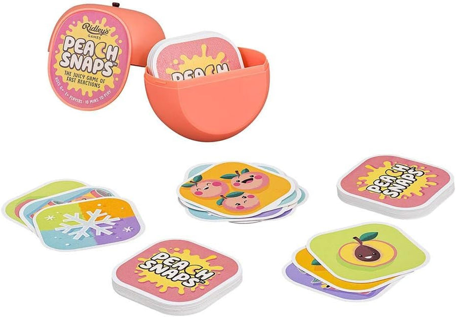 Ridley's Peach Snaps! Fun Card Game for Families, Action-Packed, Fast-Paced Game for 2+ Players, Includes Game Cards and Unique Peach-Shaped Storage Case, Simple Card Game for Kids Ages 6+, 1 ea