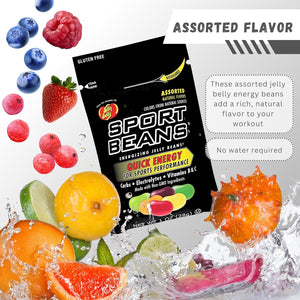 Jelly Belly Sports Beans (3 pack of 1oz bags) with Mini Candy Dispenser (7.5cm x 2.5cm) - Energy Jelly Beans for Sports and Small Travel Case for Athletes, Runners, Travel, Desktop, etc.