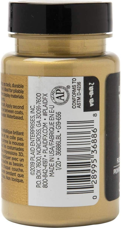 PlaidFX Metallic Flexible Acrylic Paint Ideal for Pliable Surfaces and Cosplay Costumes, Non-Cracking or Peeling, No-Tack, Durable, 3 oz, Chainmail
