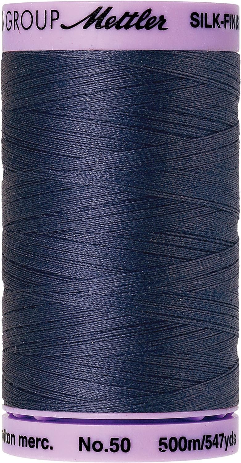 Mettler 9104.1365000000005 Silk Finish Cotton Thread 50wt 547yd-True, 547 yd/500m, True Navy