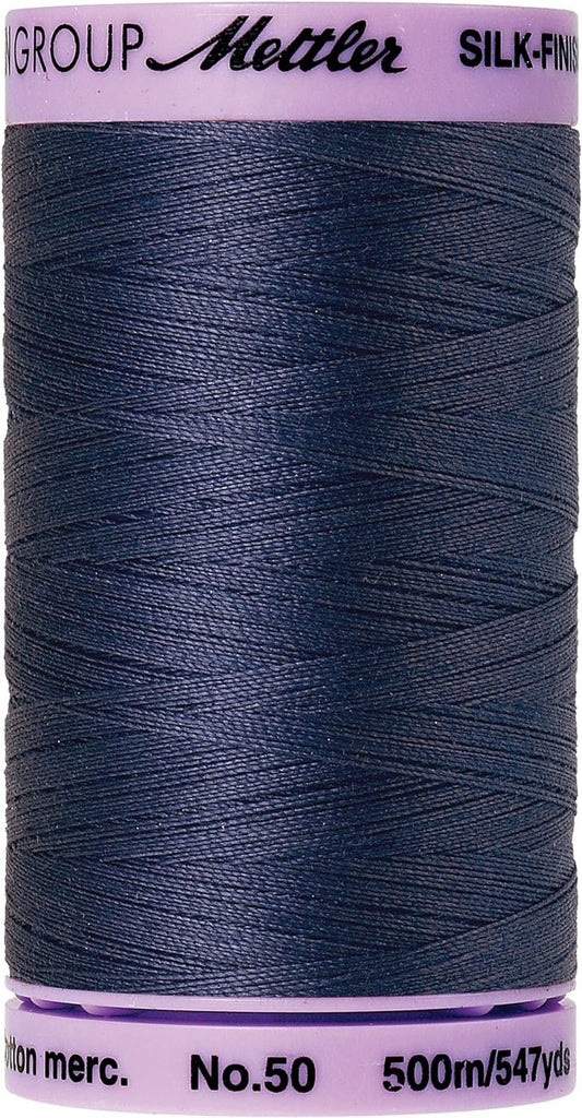 Mettler 9104.1365000000005 Silk Finish Cotton Thread 50wt 547yd-True, 547 yd/500m, True Navy
