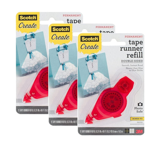 Scotch Tape Runner Refill.31 in x 16.3 yd (055-R-CFT), Pack of 3