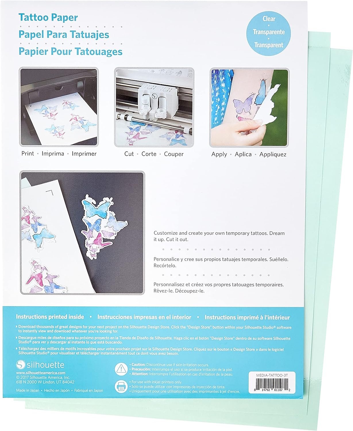 Silhouette America, Inc Temporary Tattoo Paper, 8.5x11 Inches, Basic