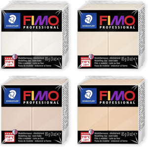 Staedtler 8004 FIMO Professional Oven-Hardening Polymer Modelling Clay - Pack of 4 x 85g Blocks - Neutral Colours