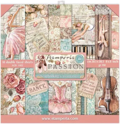 Stamperia Mini Scrapbooking Pad-Passion, Pastel Tones, 8 x 8 inches SBBS29