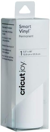 Cricut Smart Permanent Vinyl (5.5in x 48in, White) for Joy machine - matless cutting for shapes up to 4ft, & repeated cuts up to 20ft