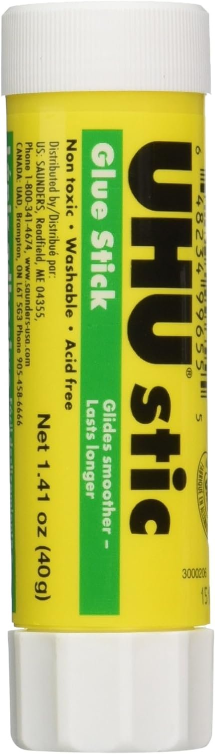 UHU 99655 Glue Stick, 1.41 oz, Pack of 6, Clear/ White