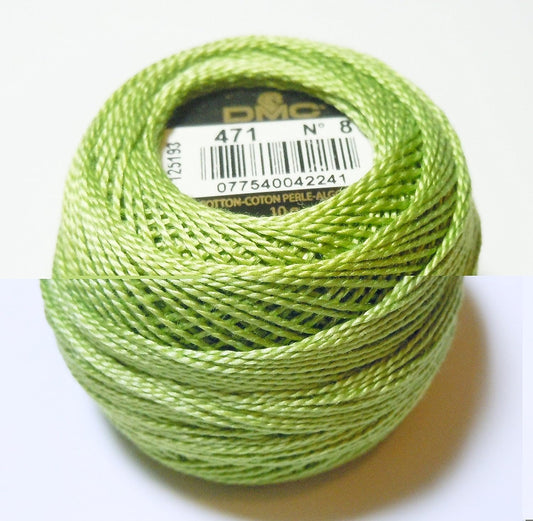 DMC 116 8-471 Pearl Cotton Thread Balls, Very Light Avocado Green, Size 8