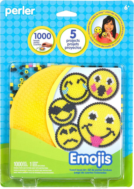 Perler Beads Smiley Face Emoji Fused Bead Kit, 1003pcs, 5 Projects