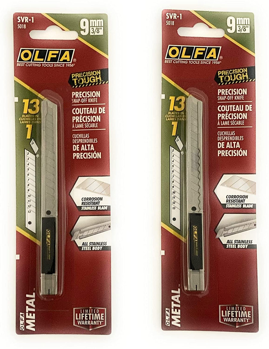 OLFA 5018 SVR-1 9mm Stainless Steel Slide-Lock Utility Knife (2 PACK)