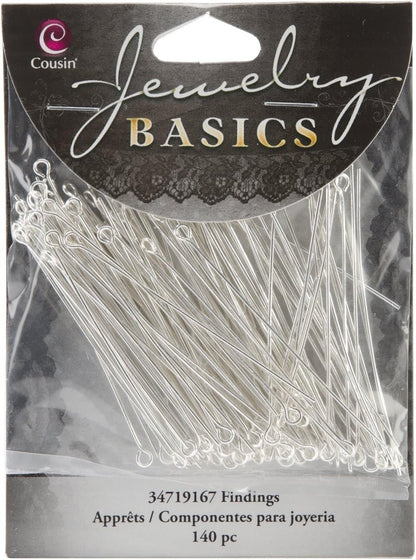 Cousin Jewelry Basics Eye Pin, Bright Silver, 140-Piece